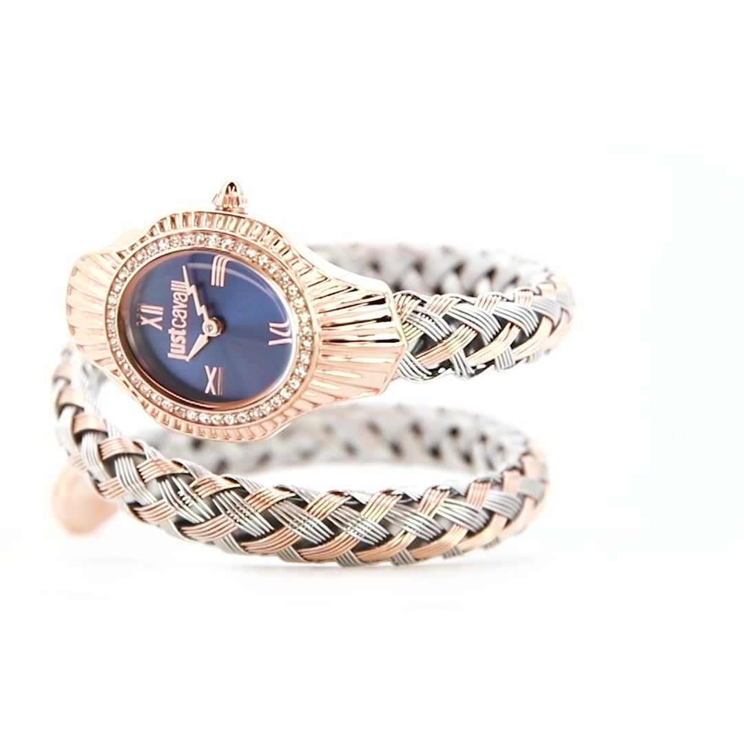 Just Cavalli Signature Snake Twined Two-Tones RG Blue Women's Watch (Model JC1L305M0065)