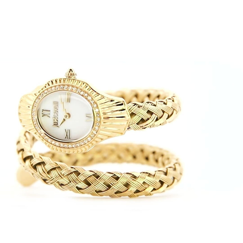 Just Cavalli Signature Snake Twined Yellow Gold MOP Women's Watch (Model JC1L305M0025)