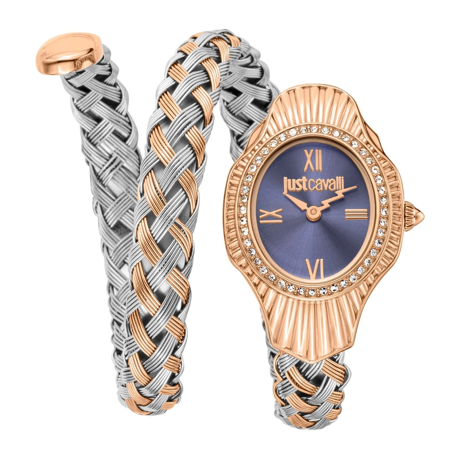 Just Cavalli Signature Snake Twined Two-Tones RG Blue Women's Watch (Model JC1L305M0065)