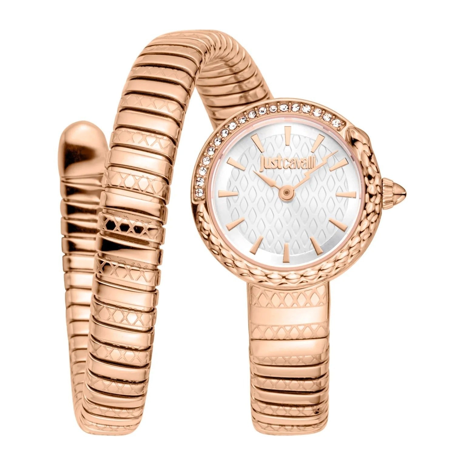 Just Cavalli Signature Snake Cerchio Snake Rose Gold Silver Grey Women's Watch (Model JC1L301M0045)