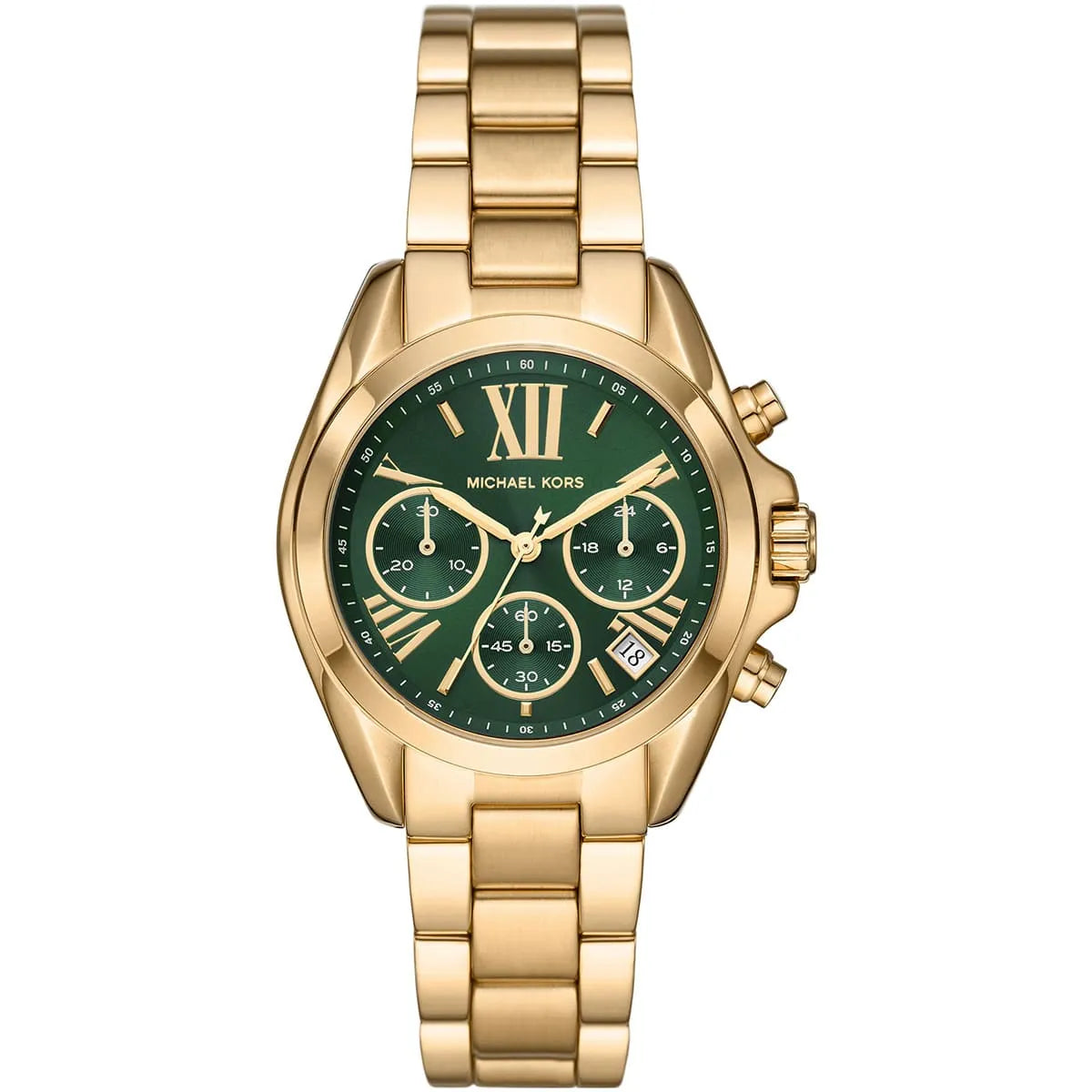 Michael Kors Bradshaw Women's Watch – Model MK7257 | Green Dial with Gold Stainless Steel Bracelet