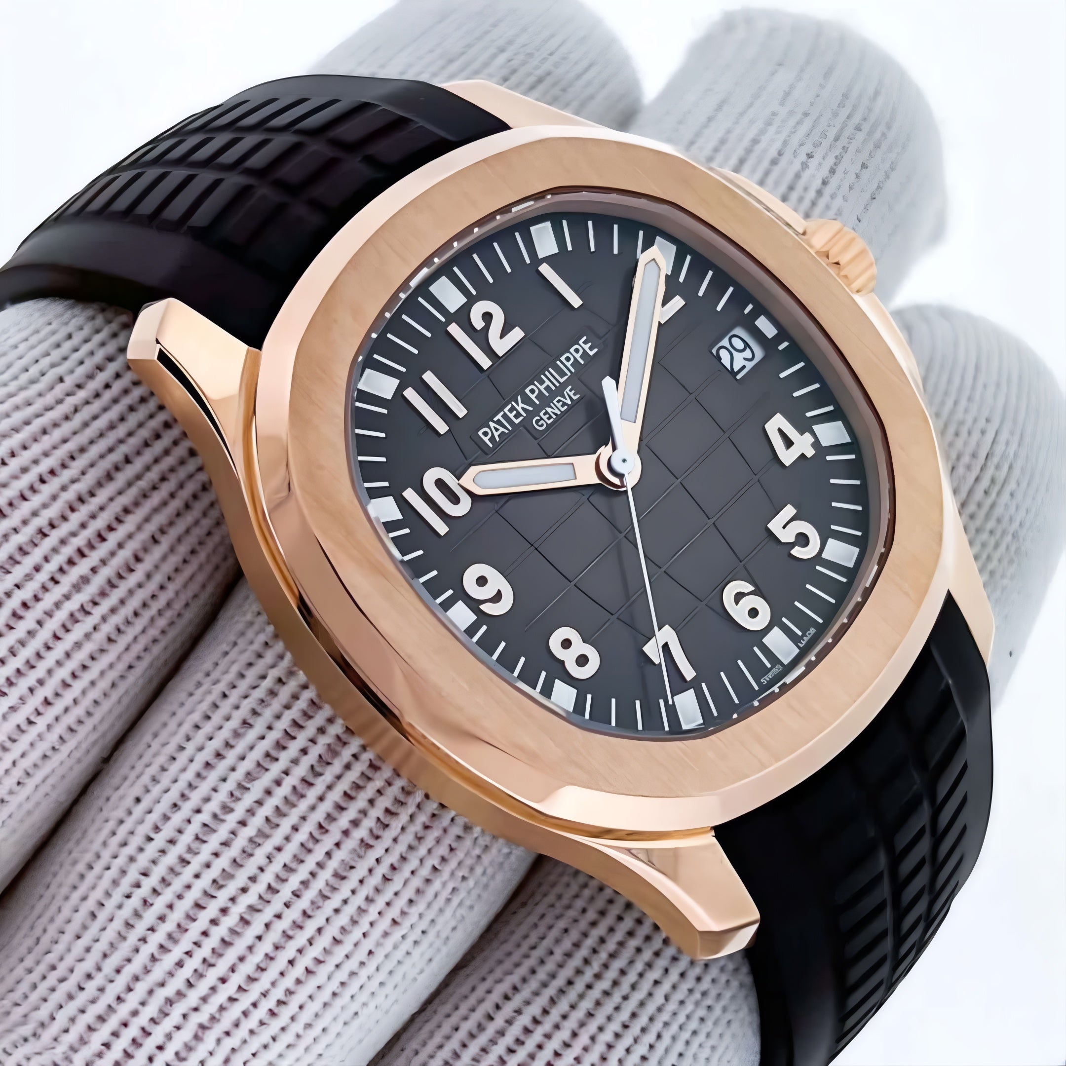 Patek Philippe Aquanaut Watch For Men - Black & Rose Gold