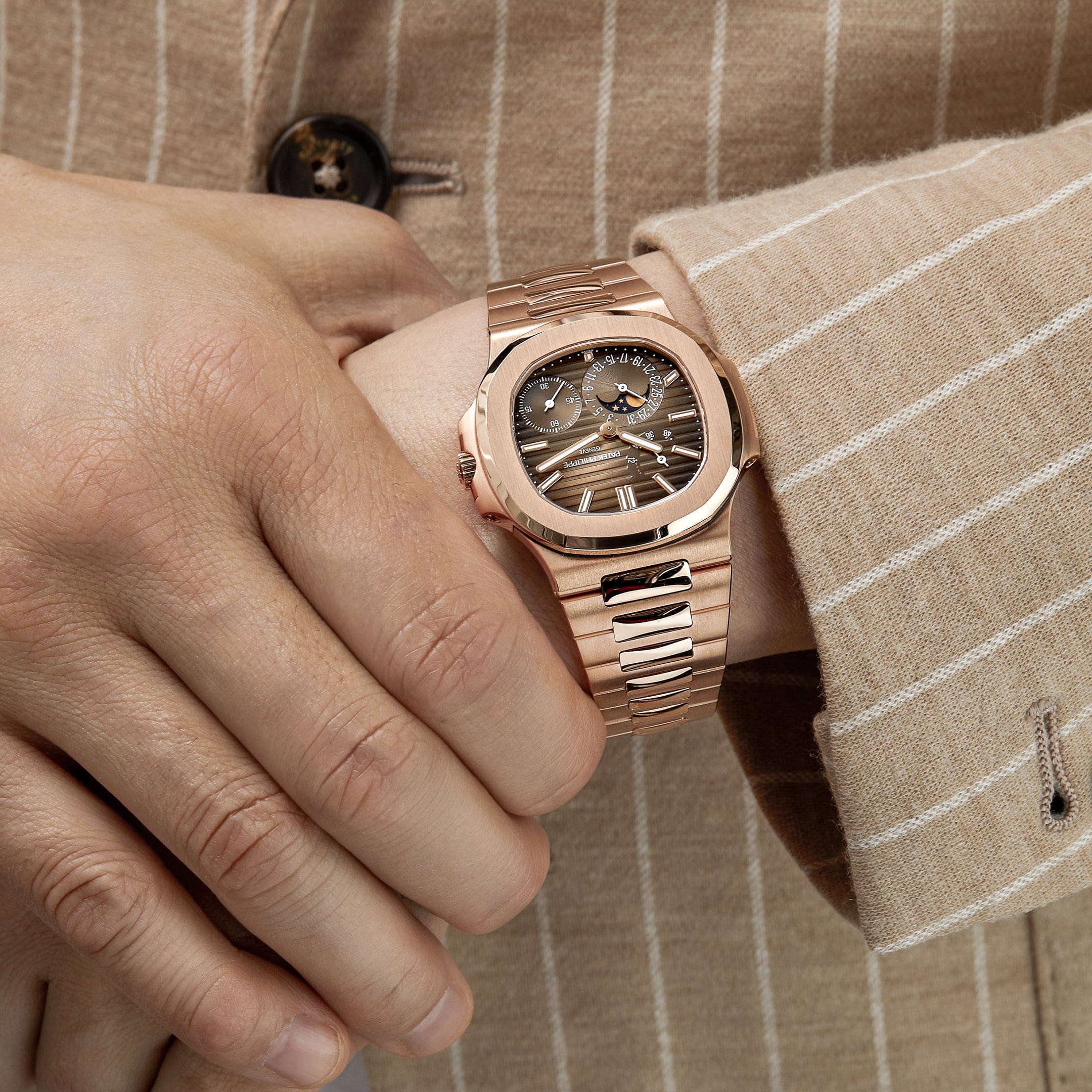Patek Philippe Nautilus Moonphase Rose Gold Brown Dial 40mm - Mirror Original