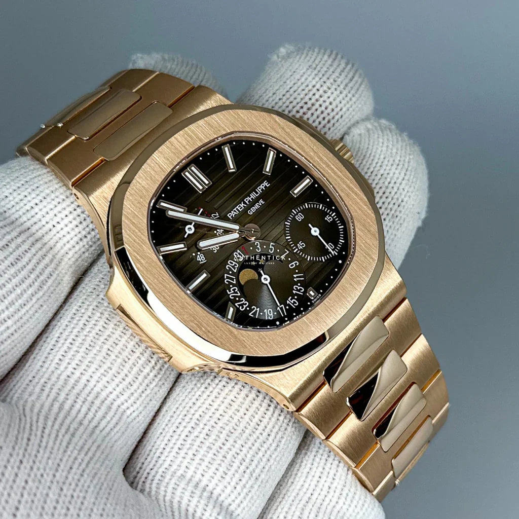 Patek Philippe Nautilus Moonphase Rose Gold Brown Dial 40mm - Mirror Original