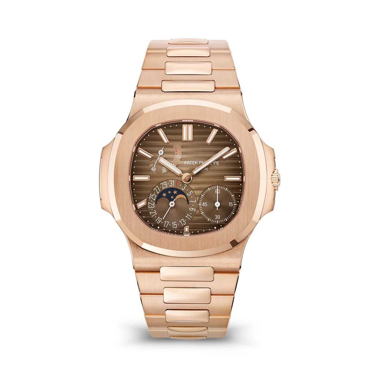 Patek Philippe Nautilus Moonphase Rose Gold Brown Dial 40mm - Mirror Original