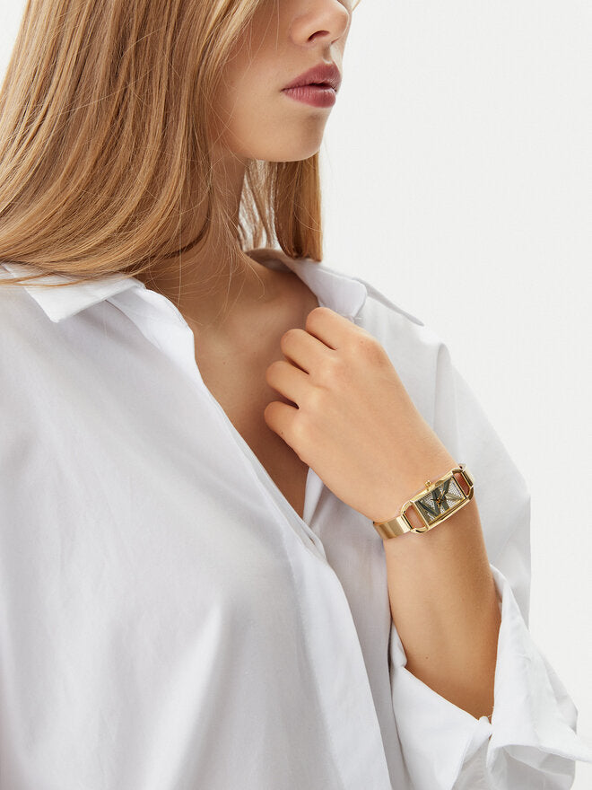 Michael Kors Women's MK Empire Three-Hand Gold-Tone Stainless Steel Logo Bracelet Watch (Model: MK4840)
