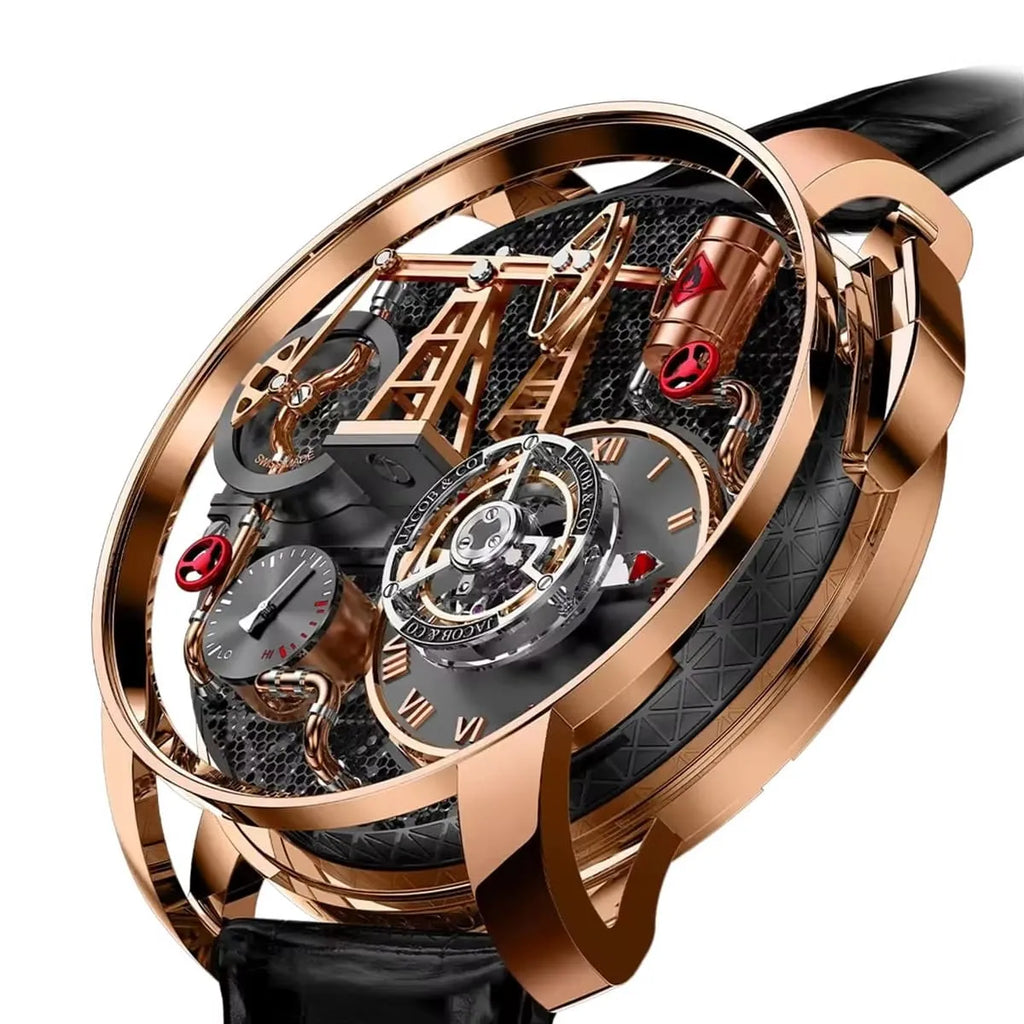 Jacob & Co. Men’s Oil Pump Rose Gold-Tone Skeleton Watch