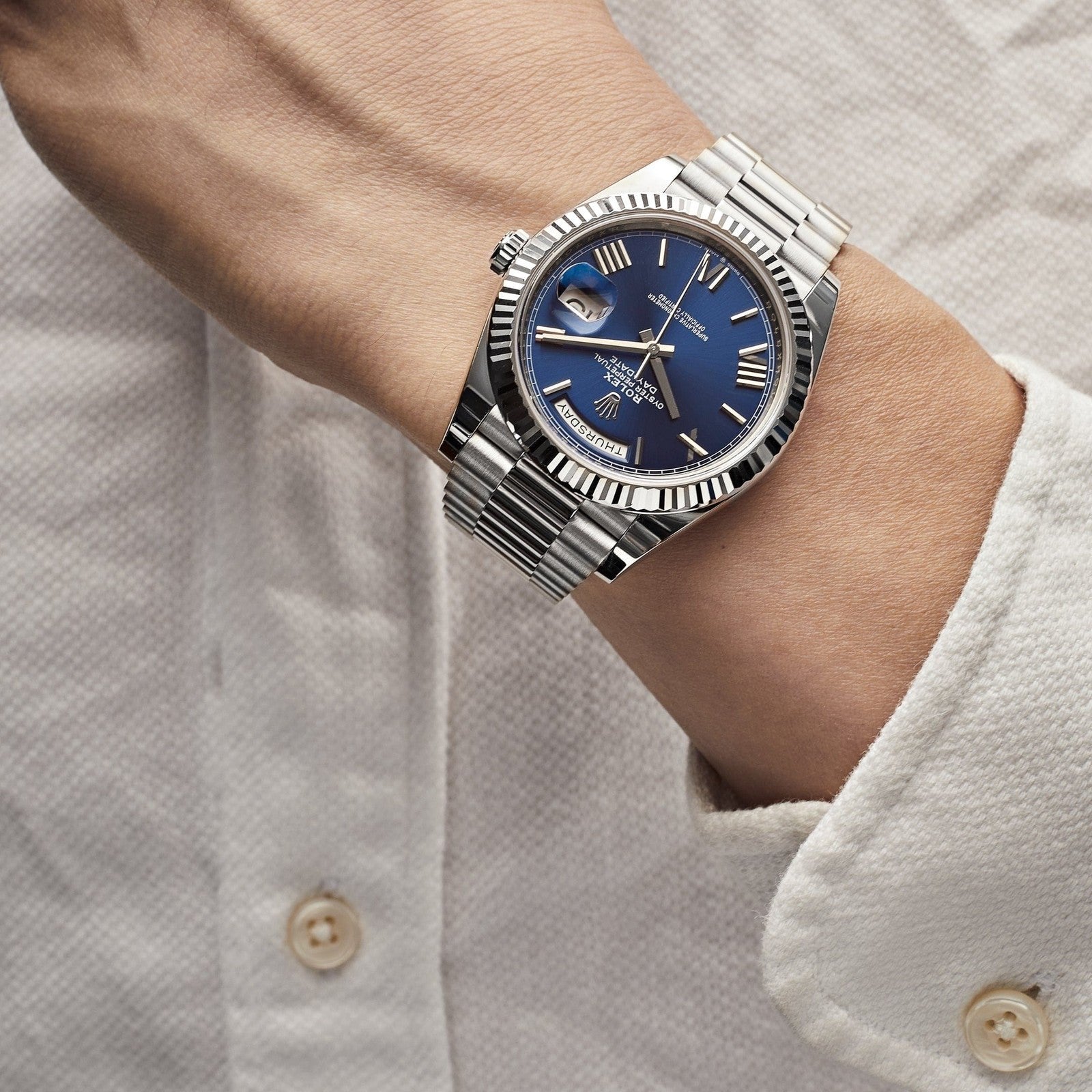 Rolex Day-Date Watch For Men - Navy Dial